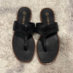 Black leather Tory Burch sandals
